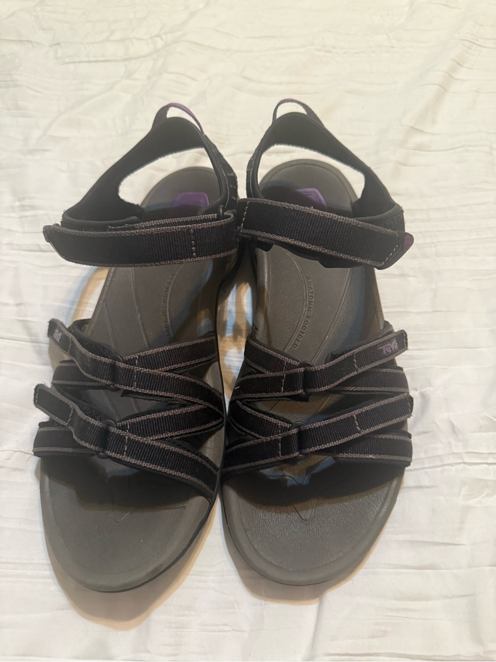 Teva Women’s Black Sport Sandals with Purple Accents
